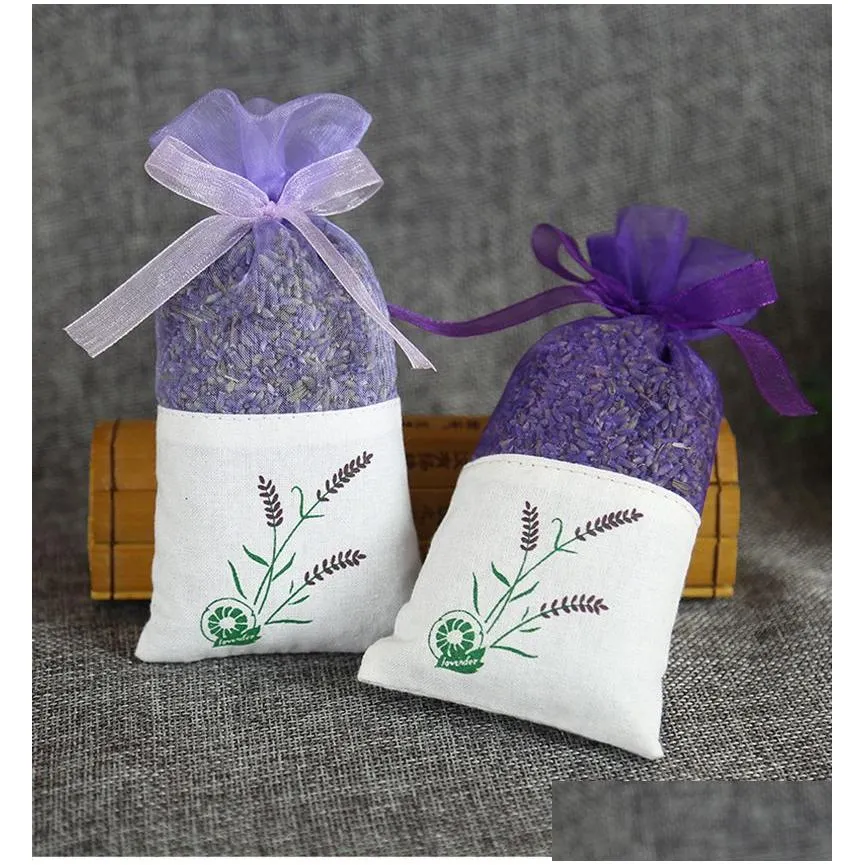 50pcs graceful lace lavender sachet bags candy bag for wedding wardrobe sachet mesh pouch purple cotton bag with ribbon for shower bag