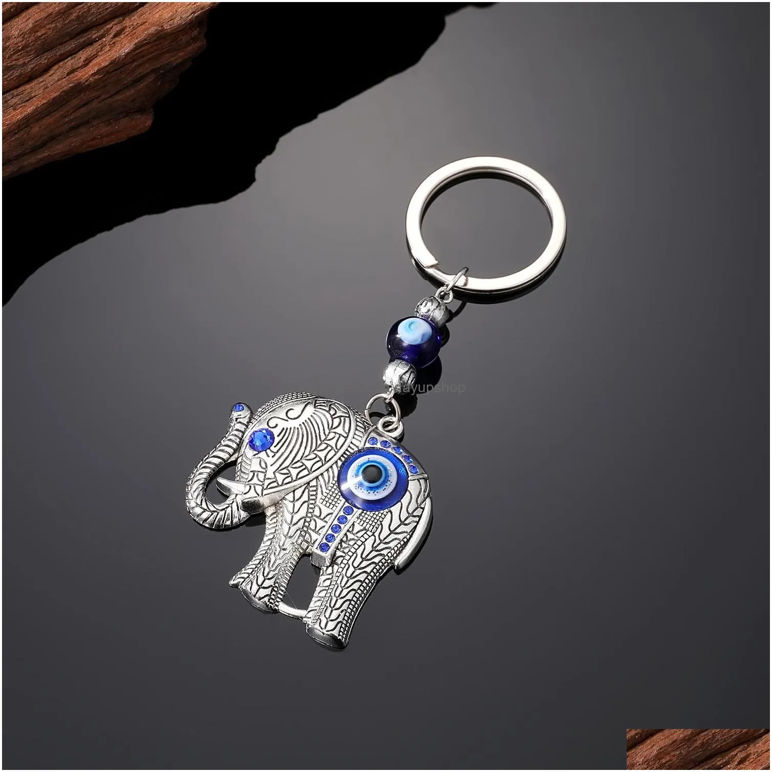 classic design antique silver blue evil eye key chain animal pendant crafting keychain hanging ornament jewelry for gift