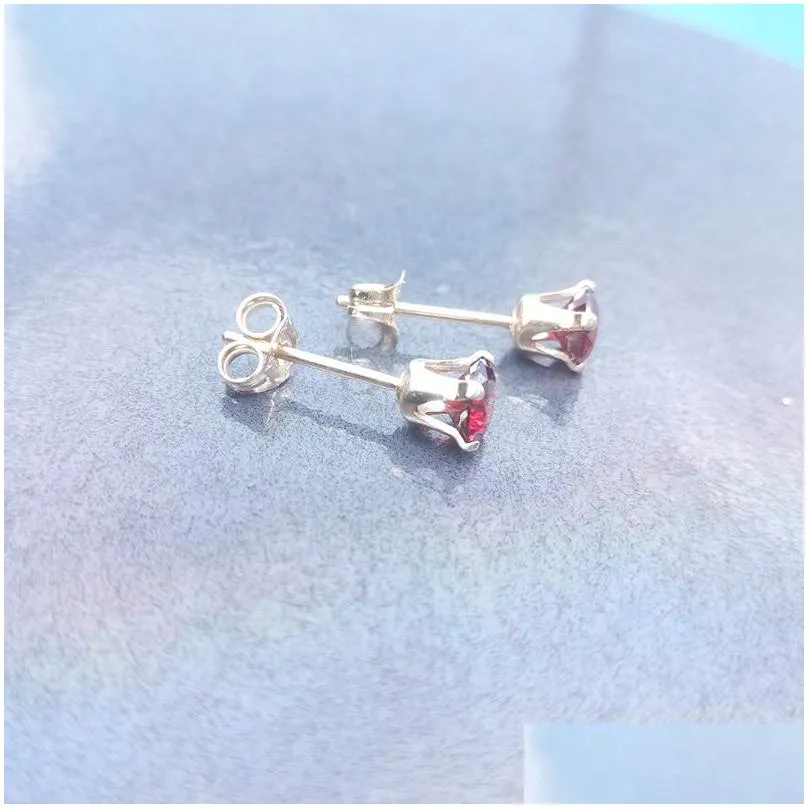 birthstone 12 color 3mm cubic zirconia wholesale real 14k gold filled earrings jewelry studs for women no fading