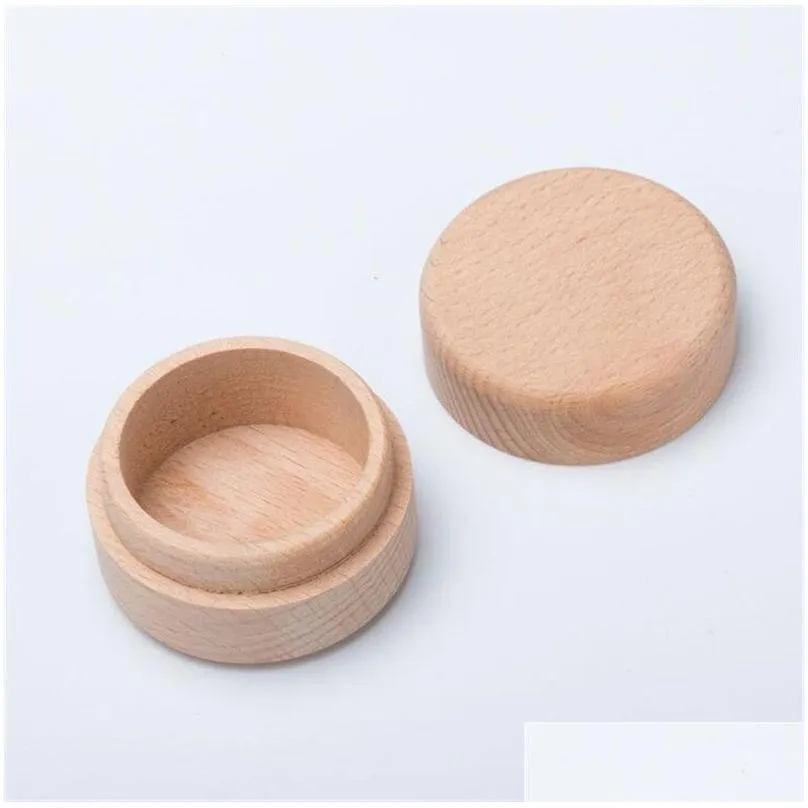 vintage round wooden jewelry storage box jewel case ring earrings container creative wood storage case 