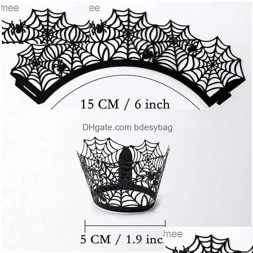 other festive party supplies 12pcs halloween decoration cupcake wrapper cup muffins horror pumpkin witch bat cake toppers for home decor