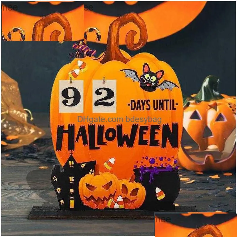 wholesale wooden halloween advent festival calendar table decoration wooden calendar hollow decoration family room apartment z230811