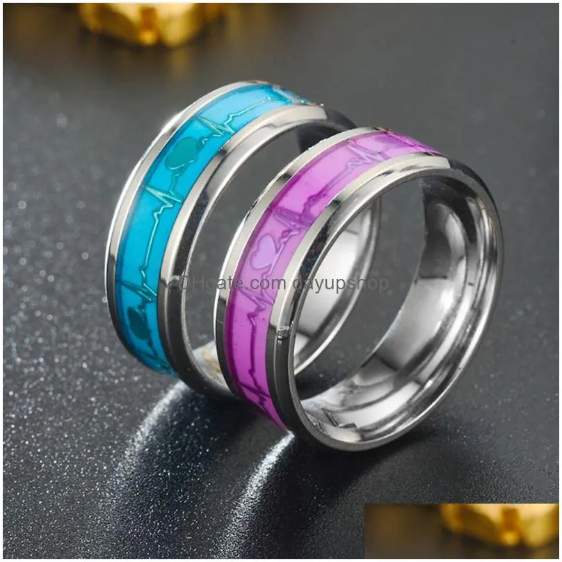 new popular glow in the dark band ring magic luminous finger rings jewelry for lovers gift