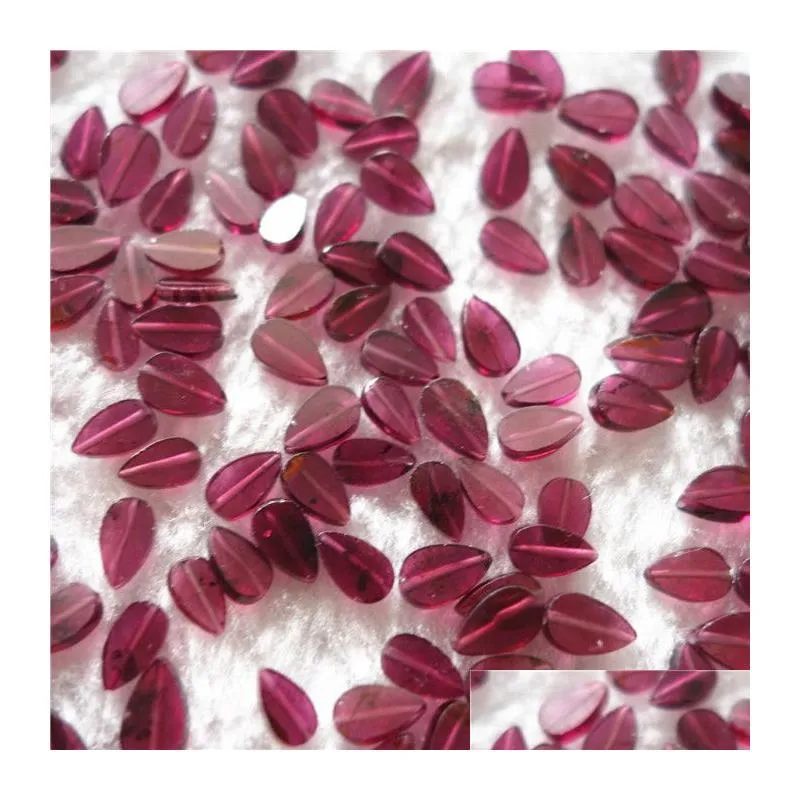 30pcs a lot 100% natural semi-precious stone red garnet pear shape 4*6mm with through hole wholesale loose beads for jewelry diy