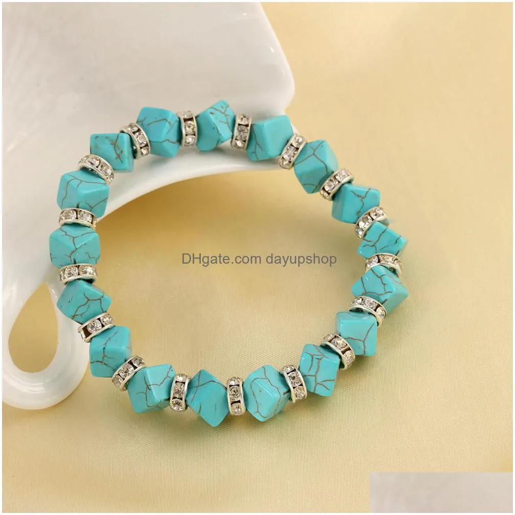 new fashion 10pcs/lot classical vintage turquoise bracelet bangle cute pendant tibet silver natural stone gifts