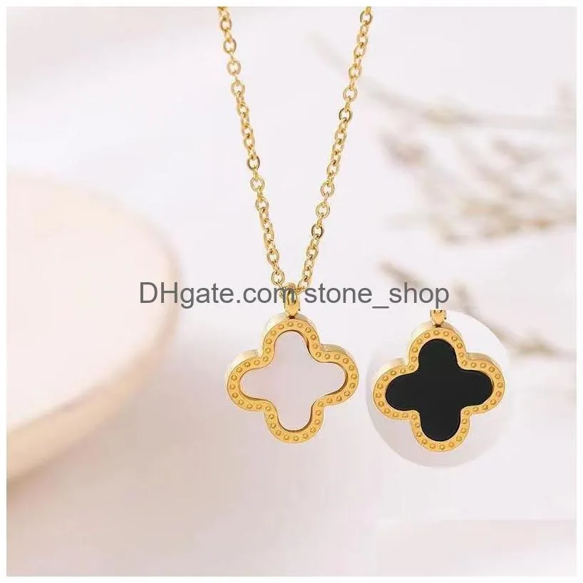  est designer flower necklace 4/four leaf clover with diamonds elegant clover necklaces earrings for woman jewelry gift high quality