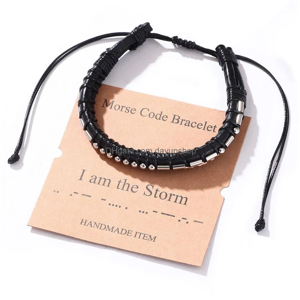 personality handmade morse code charm bracelet for lovers couple gift