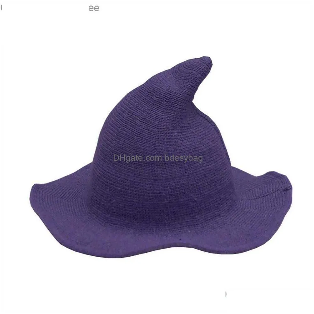 1pc halloween witch hat women`s wool women`s children`s folding wool made of wool skin big brim hat holiday party role playing decoration
