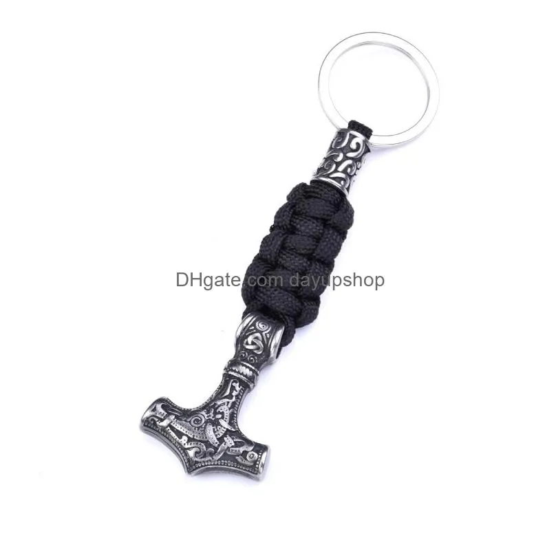 handmade stainless steel hammer keychain key ring chain retro style men gift