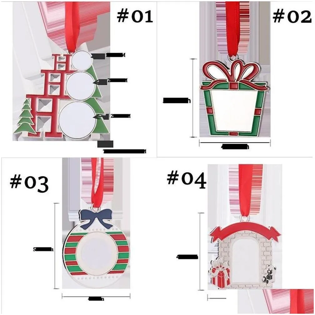 Sublimation White Blanks Metal Christmas Decorations Heat Transfer Santa Claus Pendant DIY Christmas Tree Ornaments Gifts FY4756