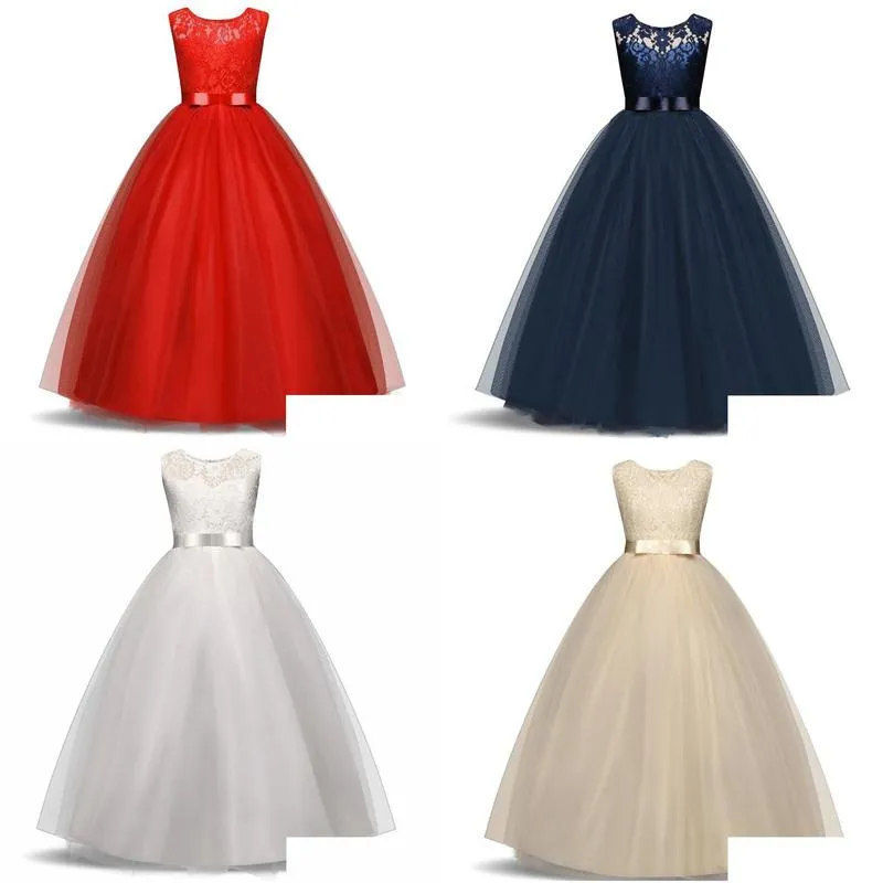 high-end girls wedding party flower girl dress bridesmaid clothes princess gowns teen girl white tulle evening dresses 5 14 y 210303