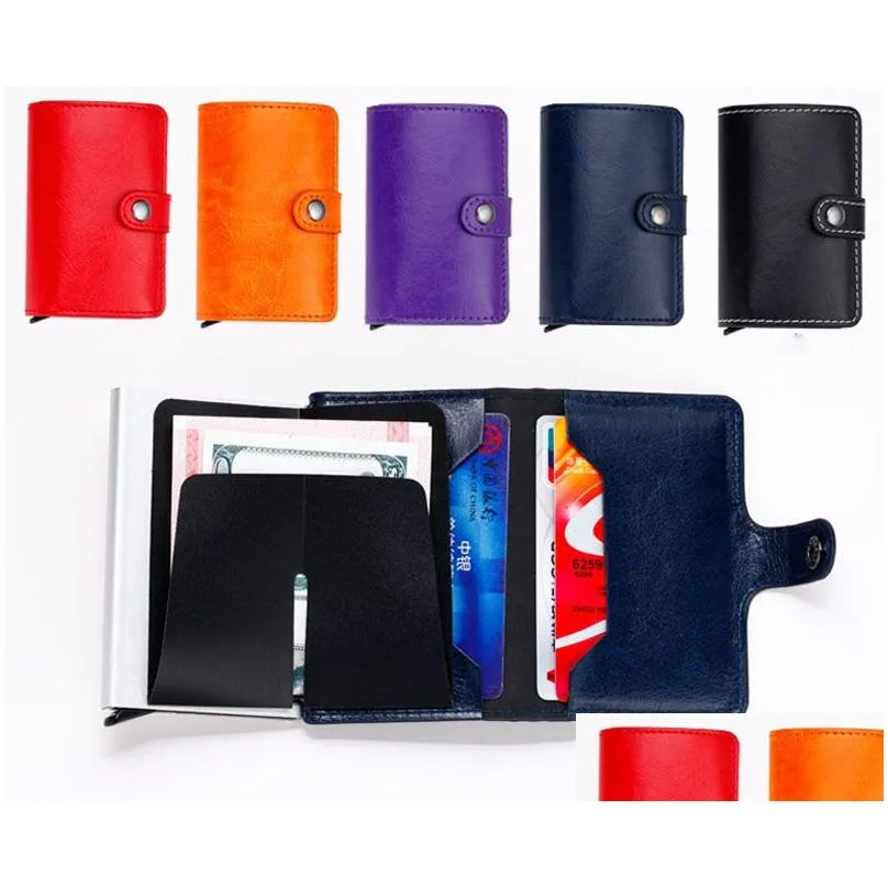 mini wallet with automatic slide card holder credit card case organizer card storage bag protector men wallets