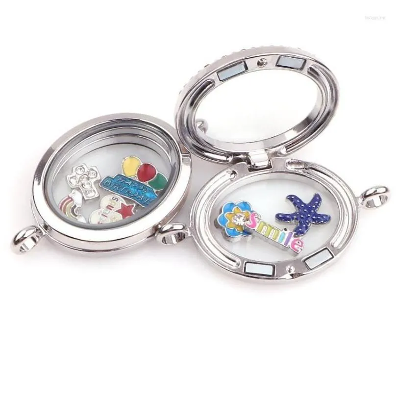 Pendant Necklaces 10Pcs Alloy Crystal Geometric Glass Po Oval Floating Locket Living Memory Handmade Jewelry