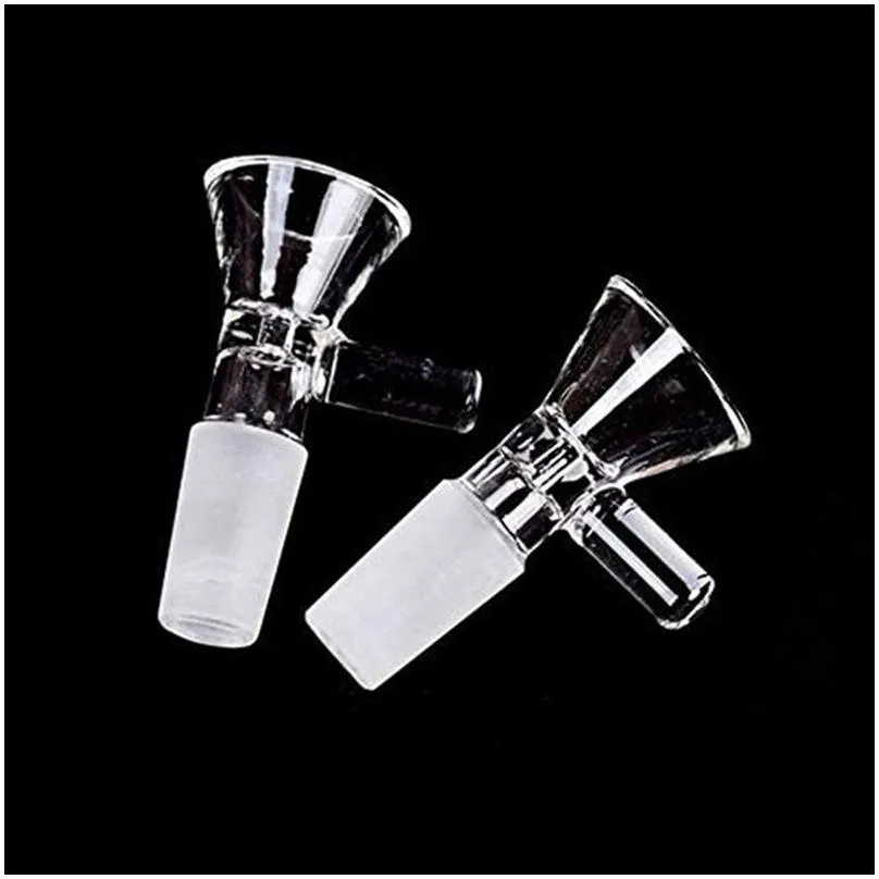 clear 14mm male joint glass bowls pyrex glass pipe transparent tobacco hookah adapter thick bongs pipes handcraft smoking shisha tube herb dry oil burner