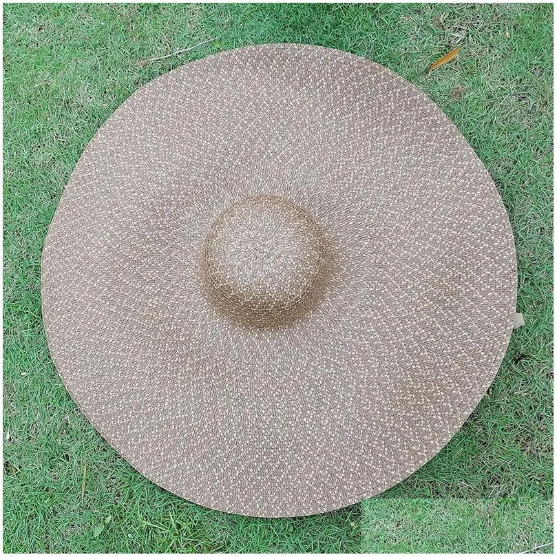 70cm diameter large wide brim straw hat hair accessories women beach hats big ladies summer 2021 uv protection foldable sun shade cap