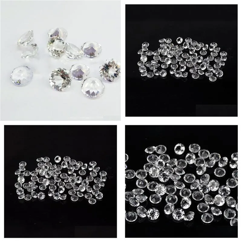 300pcs/lot 100% authentic natural white quartz crystal 1-2.75mm round brilliant facet cut high quality gem stones for jewelry making