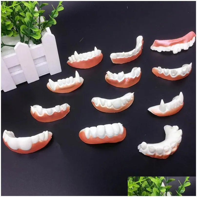 party decoration dentures vampire teeth zombie front teeth buck funny trick halloween prank supplies