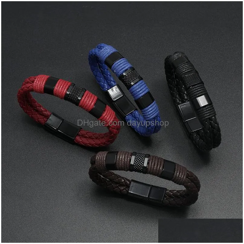 handmade pu leather cuff bracelets for men and women gift