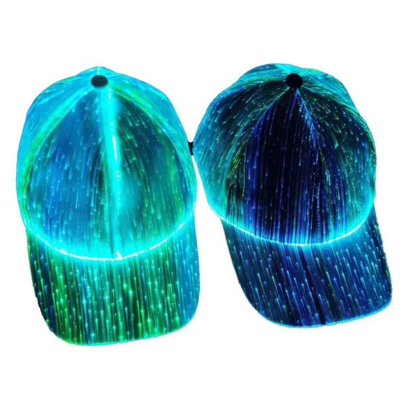 party hats led optical fiber luminous black and white couple luminous cap outdoor baseball headgear gift couples performance