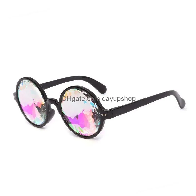 new 5pcs/lot creative personality retro colorful kaleidoscope sunglasses carnival men and women cool mosaic glass fashion party