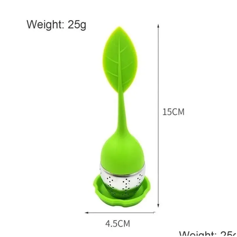 creative teapot strainers silicone tea spoon infuser with food grade leaves shape stainless steel infusers strainer filter leaf lid