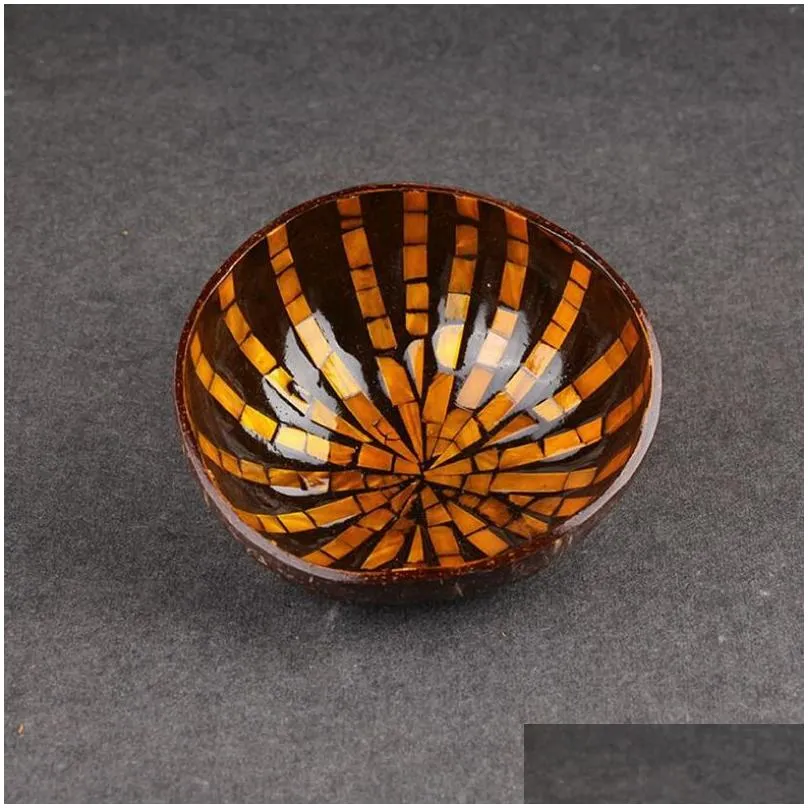 wholesale vietnamese natural coconut shell bowl decorative wooden storage bowl hand-painted colorful ornament candy bowl 