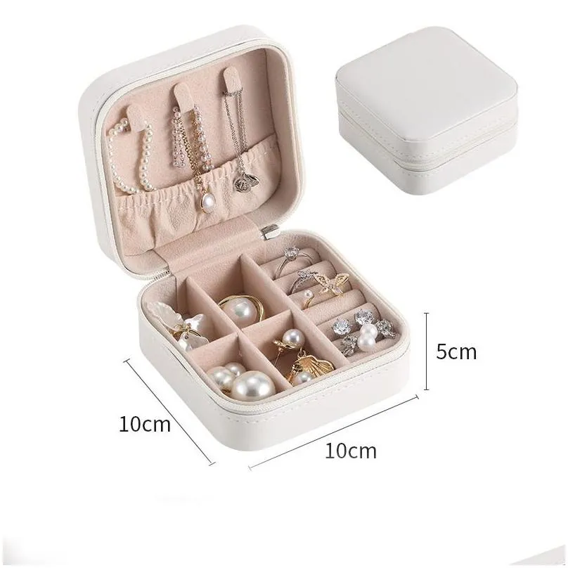 travel jewelry box organizer pu leather display storage case for necklace earrings rings jewelry holder gift case storage boxes party gifts