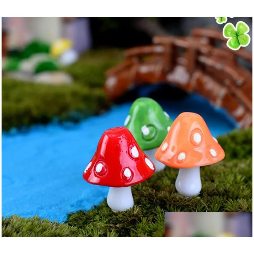 20pcs mushroom miniature fairy figurines garden gnomes decoracion jardin mushroom garden ornaments resin craft Micro Landscape