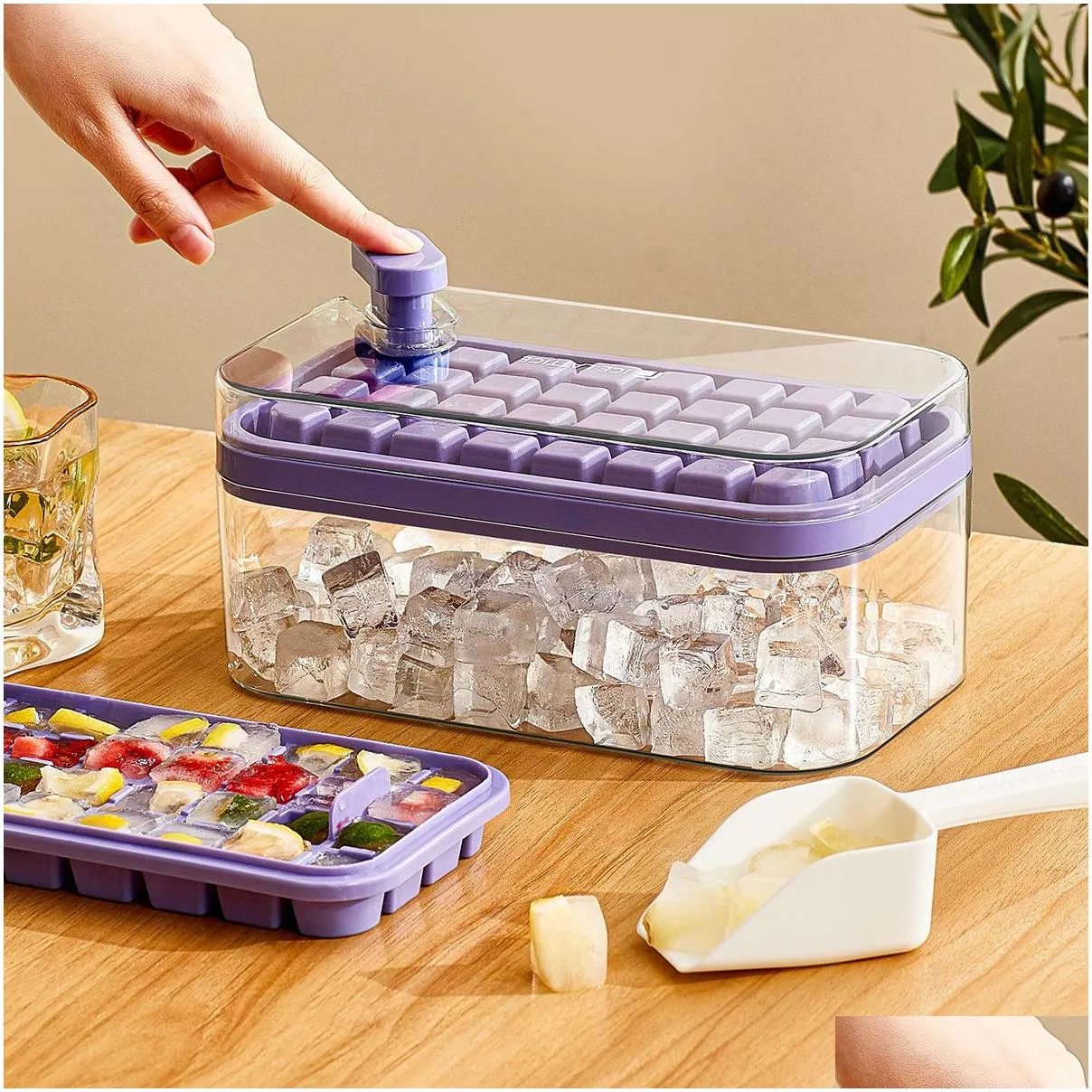 ice cube maker with storage box silicone press type ice cube makers ice tray making mould for bar gadget kitchen accessories