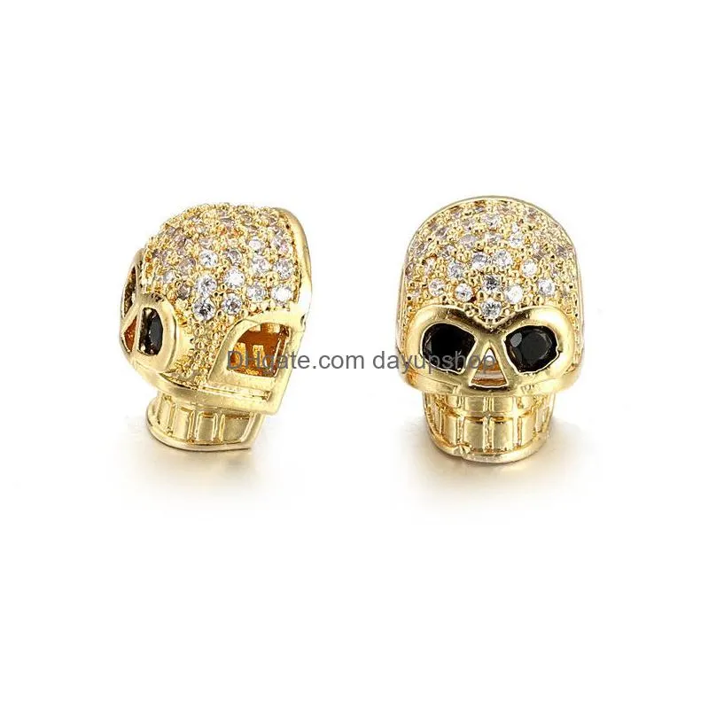 diy gift jewelry cz micro pave skull beads charm for bracelet making