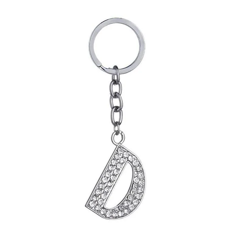 Crystal Rhinestone Keyring Key Holder Purse Bag For Car Fashion Cute Gift 26 English letters key chain creative zinc alloy Keychains