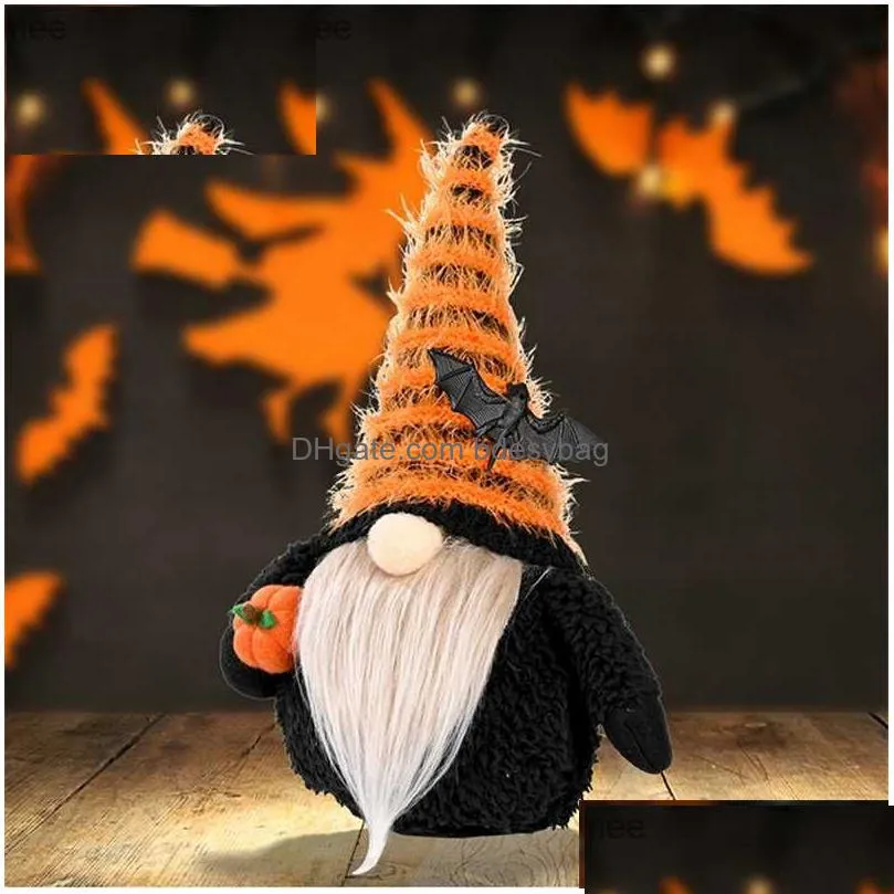 party supplies halloween decoration faceless gnome holding pumpkin handmade plush doll figurines holiday props ornaments xbjk21074738689