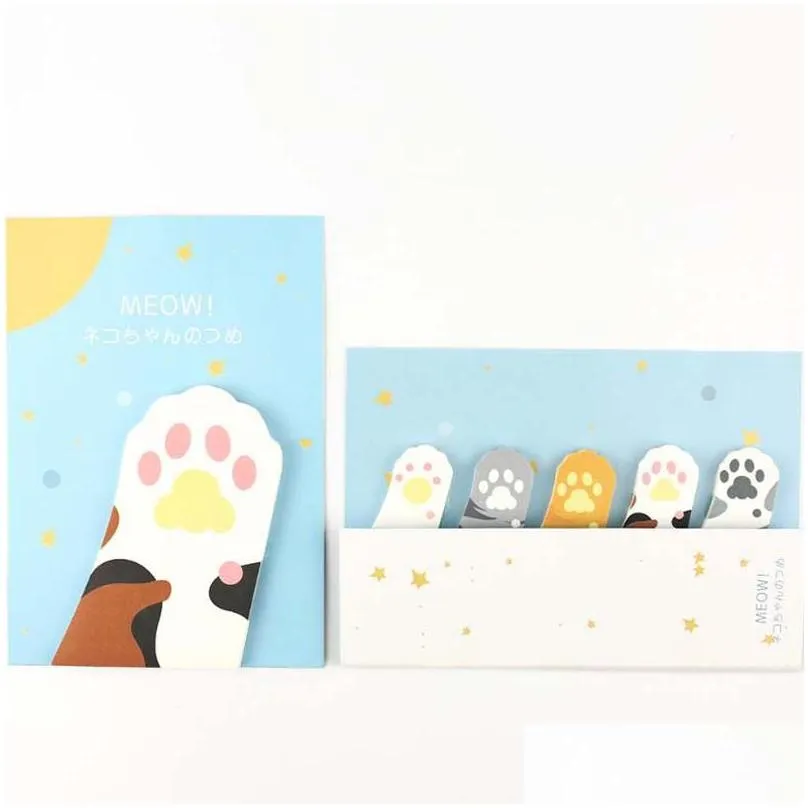 wholesale wholesale- 6 pcs/lot meow kawaii cat claw sticky notes adhesive sticker post memo pad stationery office accessories school
