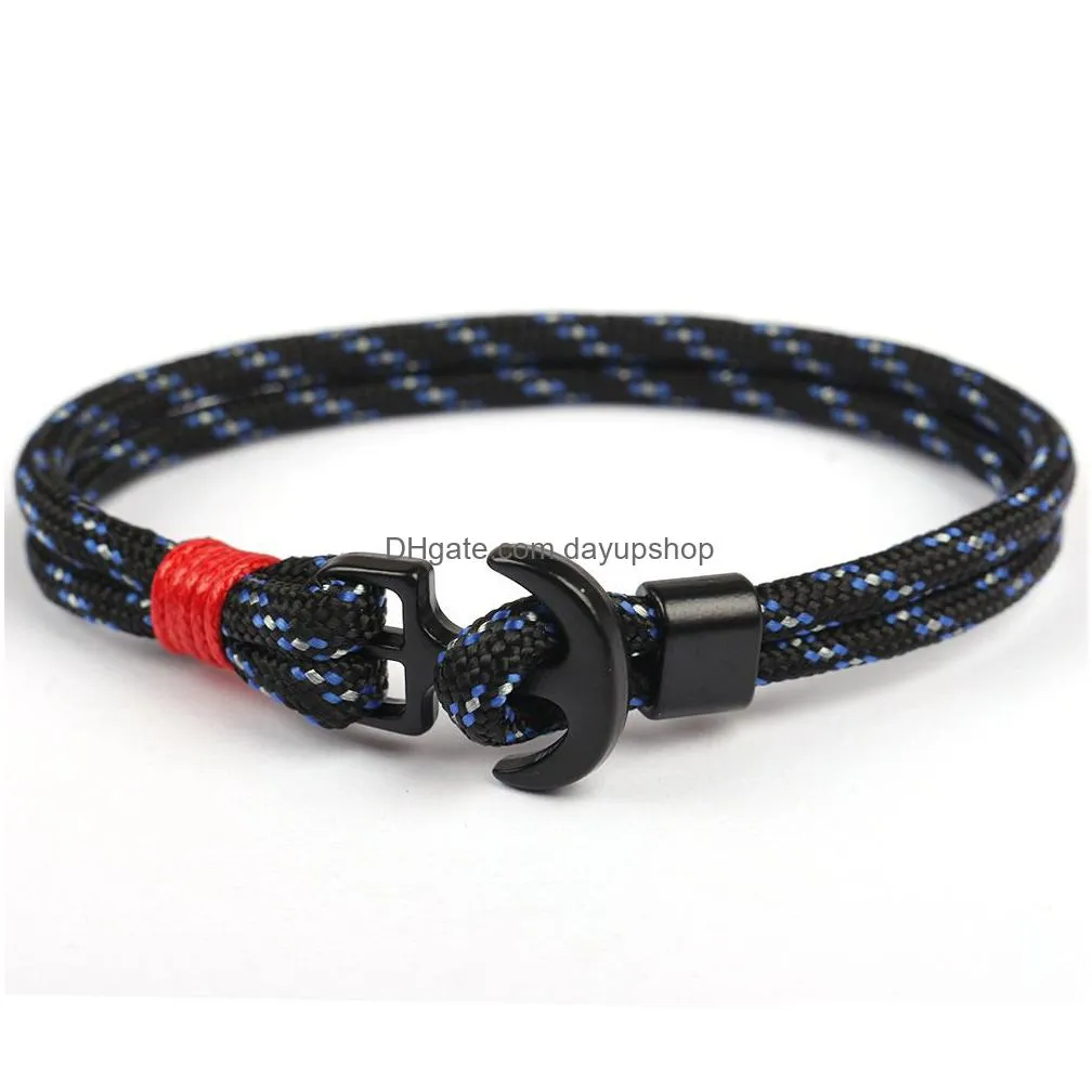 fashion colorful paracord bracelet handmade black anchor jewelry for outdoor sports