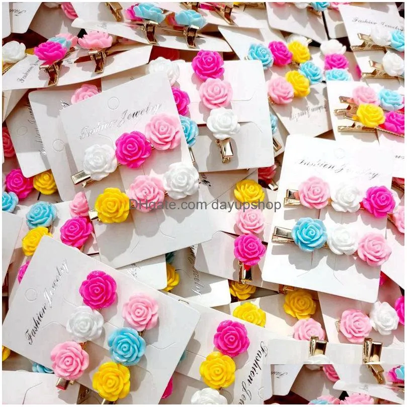 fashion charm hair clips likable 50 paper jam 3 styles flower type ear clip set mixed kids cartoon resin children newest jewelrys beautiful girls