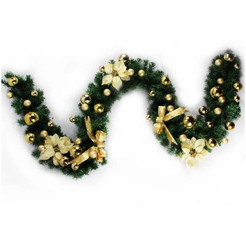 2 .7m 9ft artificial green wreaths christmas garland fireplace wreath for xmas year tree home party decoration