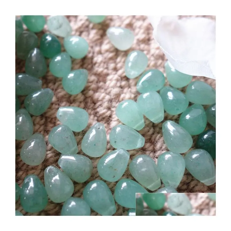 cheap price 50pcs natural gemstones green aventurine drop shape 9*12mm loose beads for jewelry diy earrings necklace bracelet free