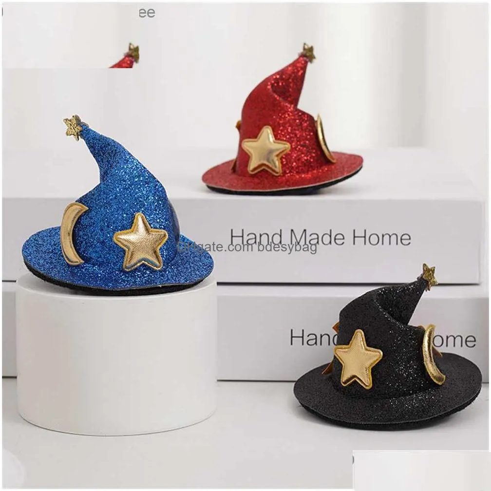 halloween witch hat hairpin mini star moon witch hat hairpin women`s party clothing decoration headwear party supplies z230809