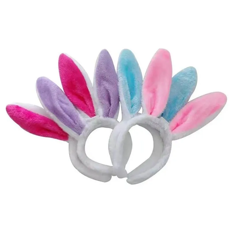 led bunny ears headband light up flashing fluffy rabbit ear headbands sequins headdress costume cosplay hairband woman halloween christmas easter gifts