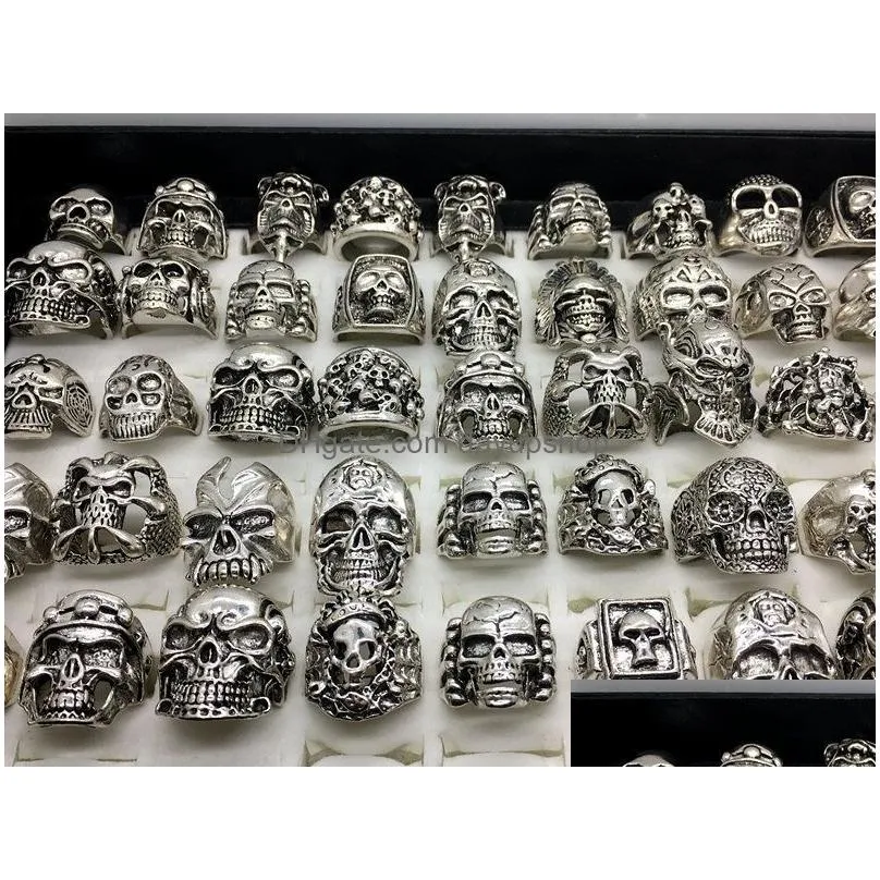 new skull rings gothic steam punk finger ring mixed style silver plated hiphop charm jewelry for men and women fashion gifts