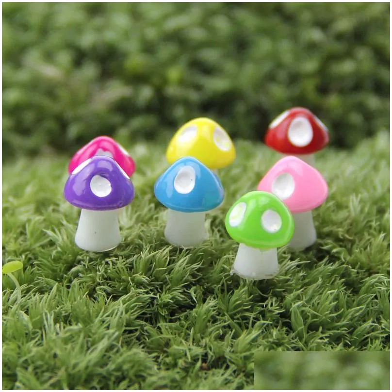 20pcs mini resin crafts decoration miniature dot mushrooms fairy gnome terrarium party garden decor miniature microlandschaft