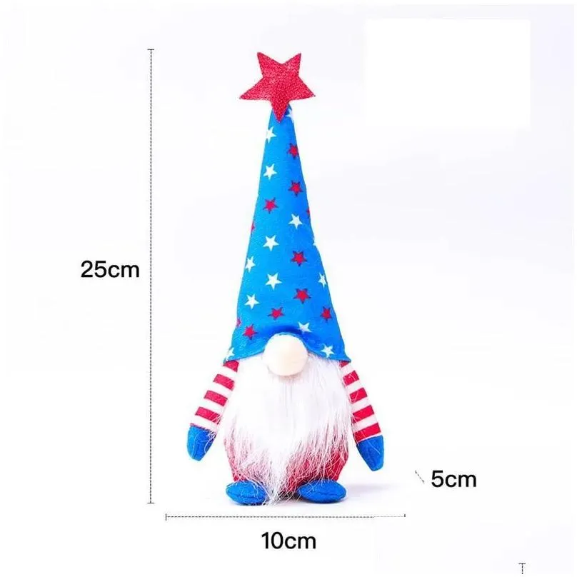 DHL Ship 50pcs Dwarf Patriotic Gnome To Celebrate American Independence Day Dwarf Doll 4th of July Handmade Plush Dolls Ornaments FY2605
