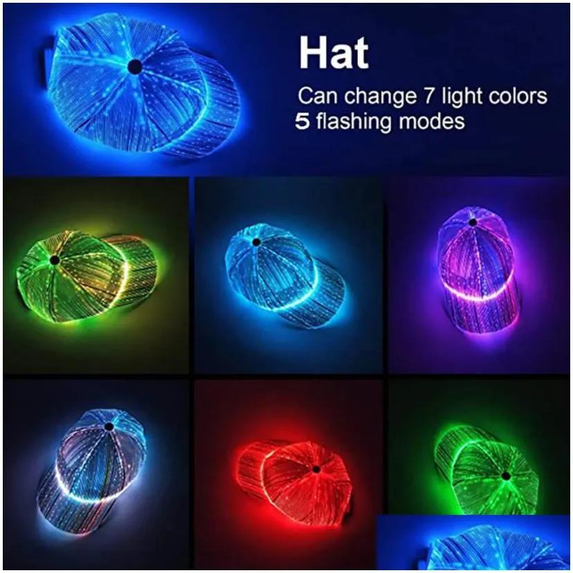 party hats led optical fiber luminous black and white couple luminous cap outdoor baseball headgear gift couples performance