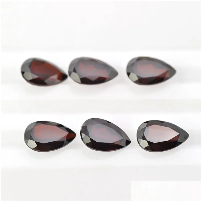 20pcs/lot machine cut facet pear shape 8*6-10*7mm chinese wholesale natural garnet crystal loose gemstone for jewelry making