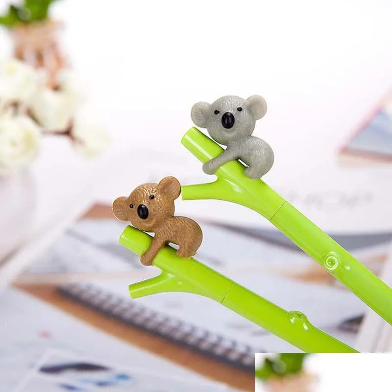 wholesale 25pcs cute koala bear gel pen for writing 0.5mm roller ball black color pen office kawaii stationery accessories school