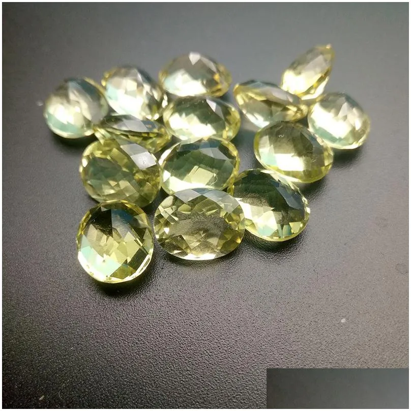 natural citron quartz oval checkboard cut high-end 100% real semi-precious stone 9x7-10x8mm loose gemstone for jewelry making