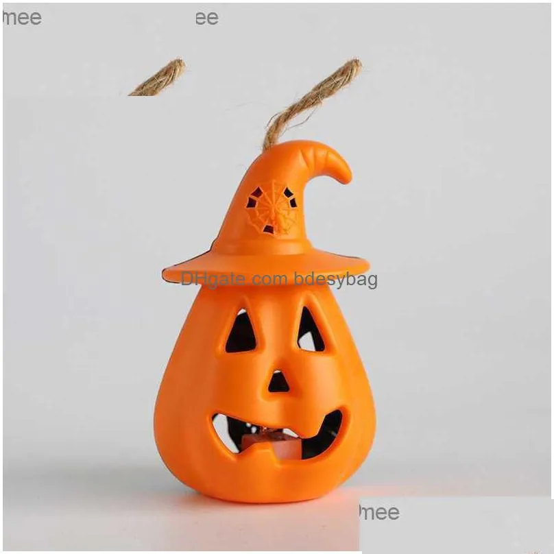 led halloween pumpkin ghost lantern lamp diy hanging scary candle light halloween decoration for home horror props kids toy y08274902171