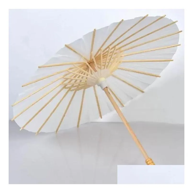 fans parasols wedding bride parasols white paper umbrella wooden handle japanese chinese craft 60cm diameter umbrellas