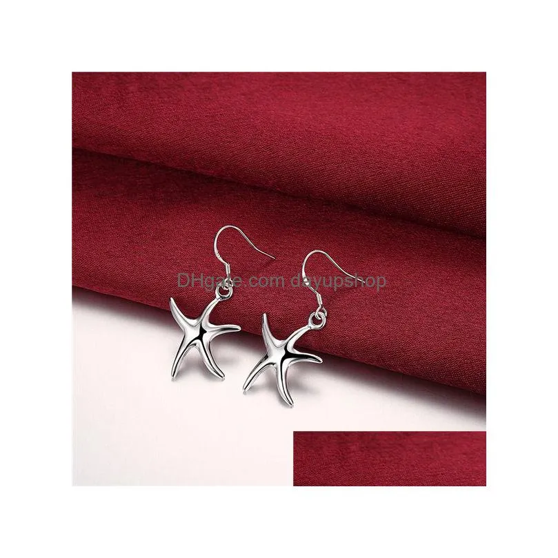 brand new sterling silver plate the starfish earrings dfmse062 womens 925 silver dangle chandelier earrings 10 pairs a lot