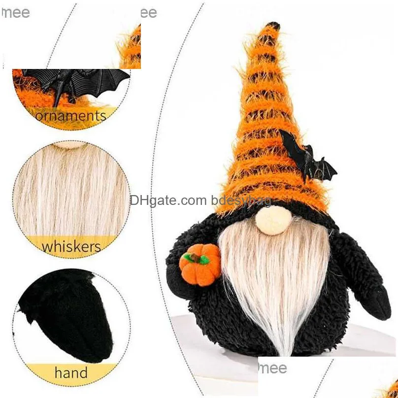 party supplies halloween decoration faceless gnome holding pumpkin handmade plush doll figurines holiday props ornaments xbjk21074738689